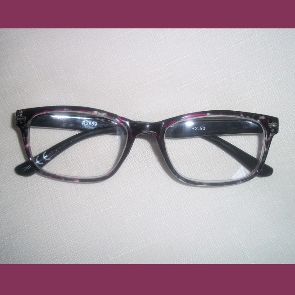 Purple Tortoise Black Arm Reading Glasses
